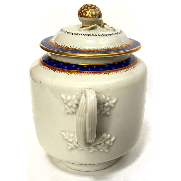 Chinese Export for the English Market Porcelain Armorial Covered Sugar Bowl