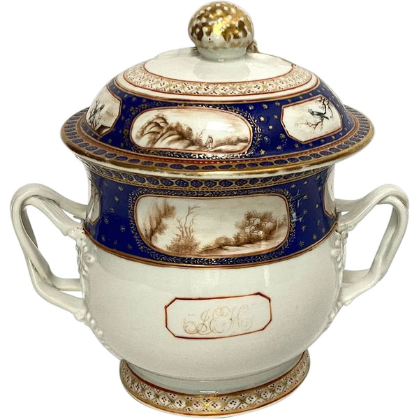 Chinese Export Porcelain Two-Handle Covered Pot