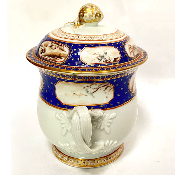 Chinese Export East Indian Company Porcelain Two-Handle Covered Sugar Pot