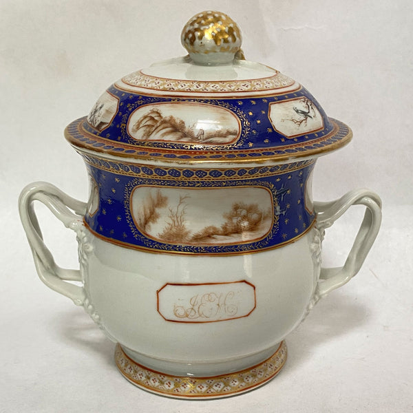 Chinese Export Porcelain Two-Handle Covered Pot