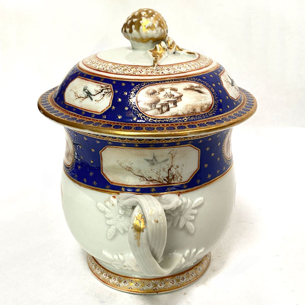 Chinese Export East Indian Company Porcelain Two-Handle Covered Sugar Pot