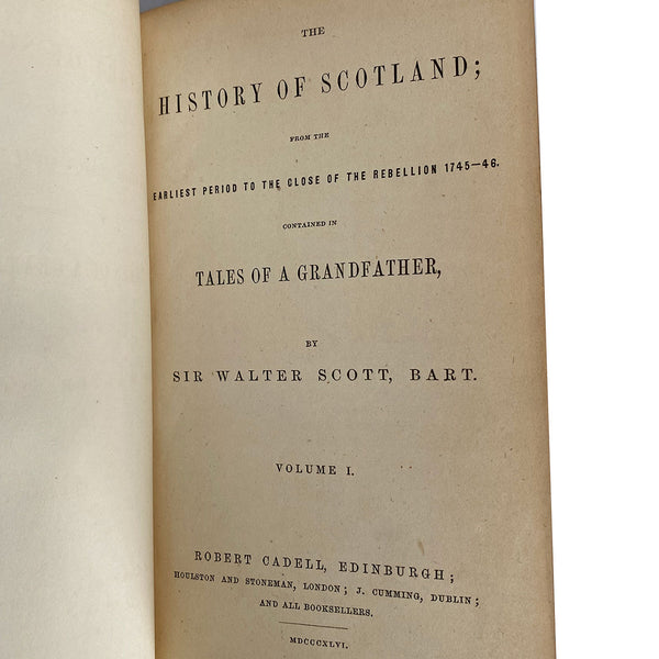Leather Books, History of Scotland by Sir Walter Scott, Volume I-II plus R. Southey (3)