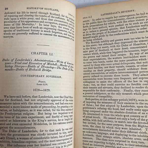 Leather Books, History of Scotland by Sir Walter Scott, Volume I-II plus R. Southey (3)