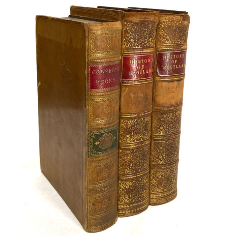 Leather Books, History of Scotland by Sir Walter Scott, Volume I-II plus R. Southey (3)