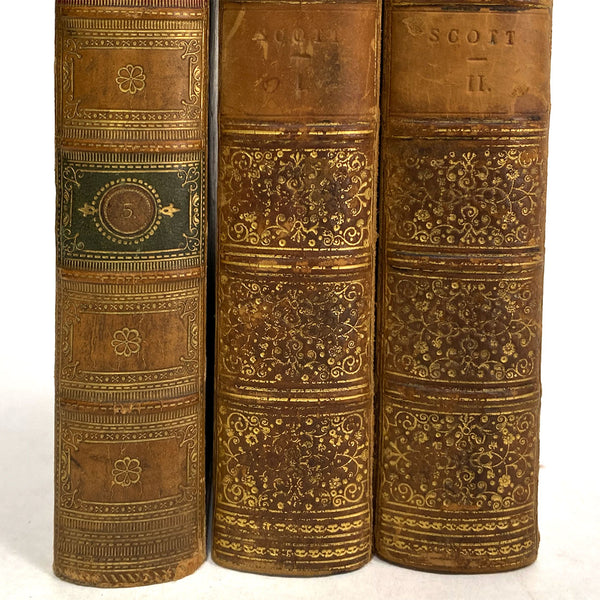 Leather Books, History of Scotland by Sir Walter Scott, Volume I-II plus R. Southey (3)
