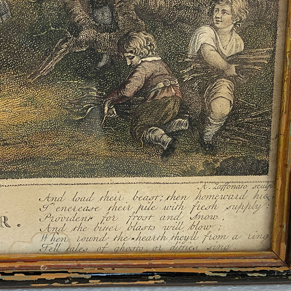 Four FRANCESCO BARTOLOZZI Color Stipple Engravings, Months, after William Hamilton