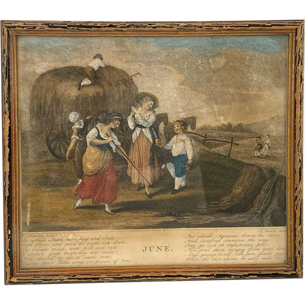 Four FRANCESCO BARTOLOZZI Color Stipple Engravings, Months, after William Hamilton