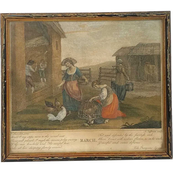 Four FRANCESCO BARTOLOZZI Color Stipple Engravings, Months, after William Hamilton