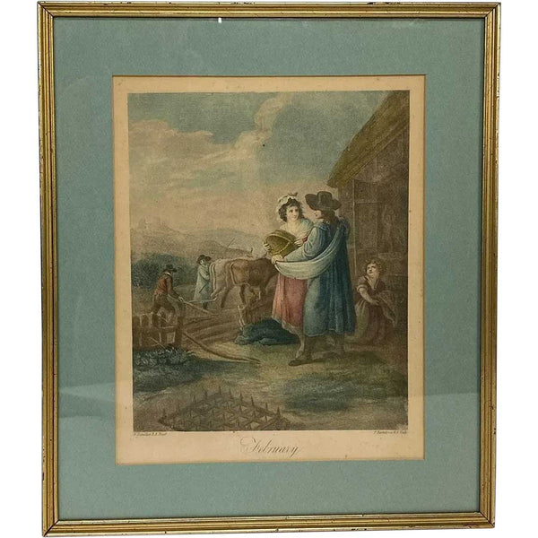 Pair FRANCESCO BARTOLOZZI Engravings, The Months: April, February after W. O. Hamilton
