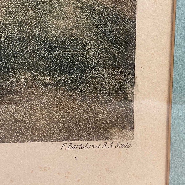 Pair FRANCESCO BARTOLOZZI Engravings, The Months: April, February after W. O. Hamilton
