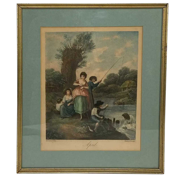 Pair FRANCESCO BARTOLOZZI Engravings, The Months: April, February after W. O. Hamilton