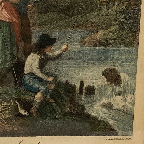 Pair FRANCESCO BARTOLOZZI Engravings, The Months: April, February after W. O. Hamilton