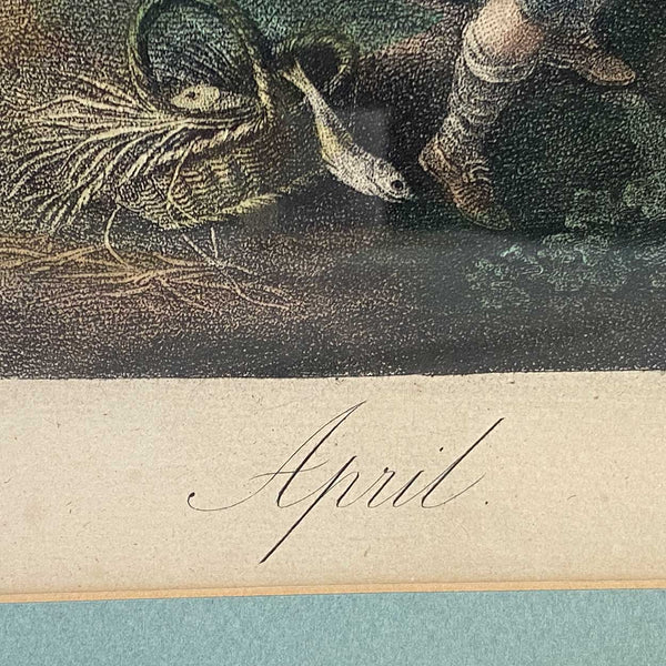 Pair FRANCESCO BARTOLOZZI Engravings, The Months: April, February after W. O. Hamilton