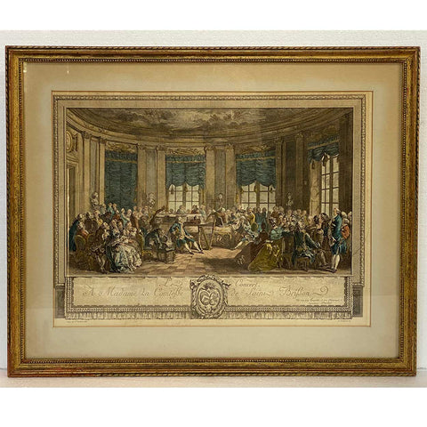 ANTOINE-JEAN DUCLOS Color Engraving, Le Concert, after A. de Saint-Aubin