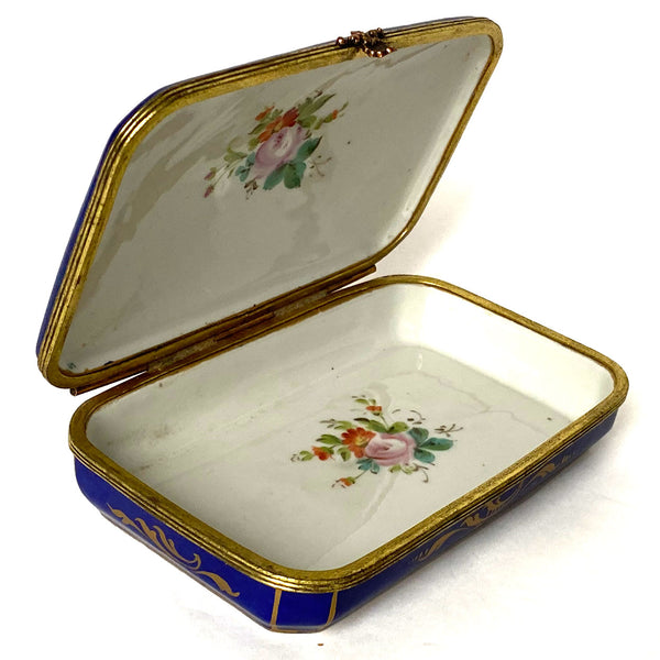 French Signed Sevres Style Hand Painted Parcel Gilt Porcelain Dresser Box