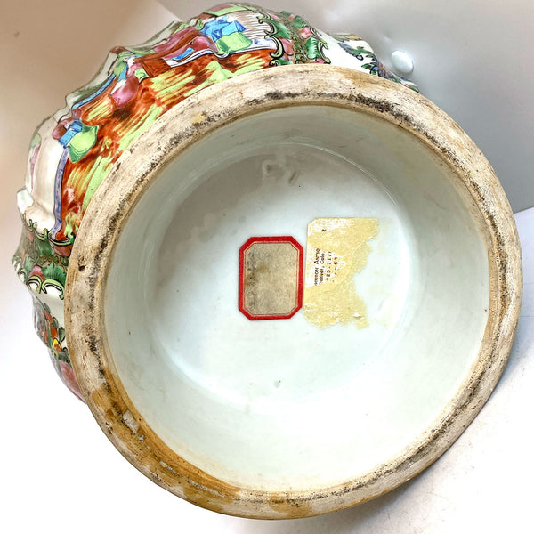 Chinese Export Qing Porcelain Rose Medallion Footed Center Bowl