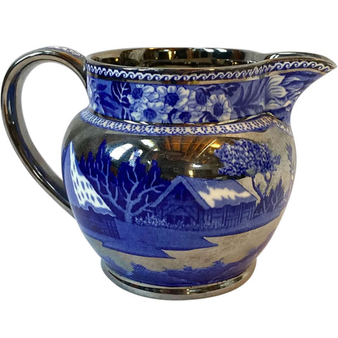 Vintage English Wedgwood Transferware Platinum Trim Fallow Deer Creamer Pitcher