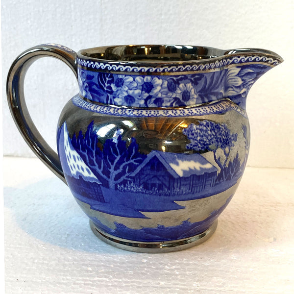 Vintage English Wedgwood Transferware Platinum Trim Fallow Deer Creamer Pitcher