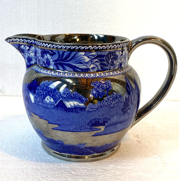 Vintage English Wedgwood Transferware Platinum Trim Fallow Deer Creamer Pitcher