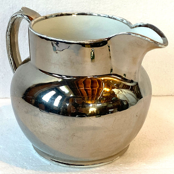 English Staffordshire Silver Luster Classic Pitcher / Cream Jug