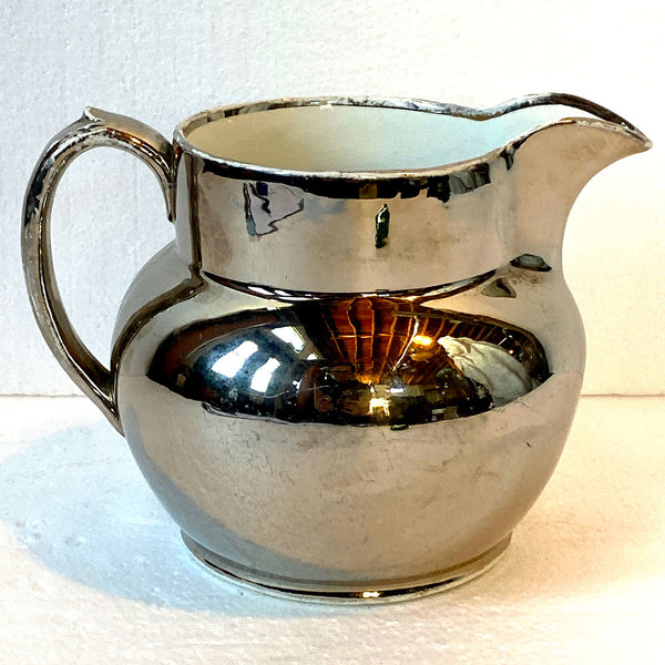 English Staffordshire Silver Luster Classic Pitcher / Cream Jug