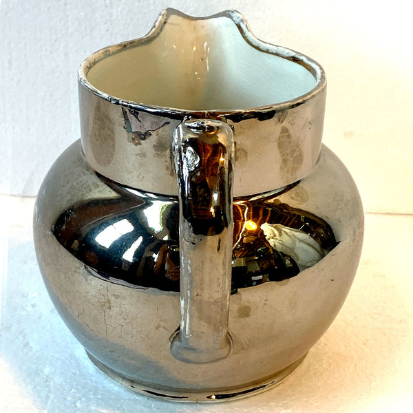 English Staffordshire Silver Luster Classic Pitcher / Cream Jug