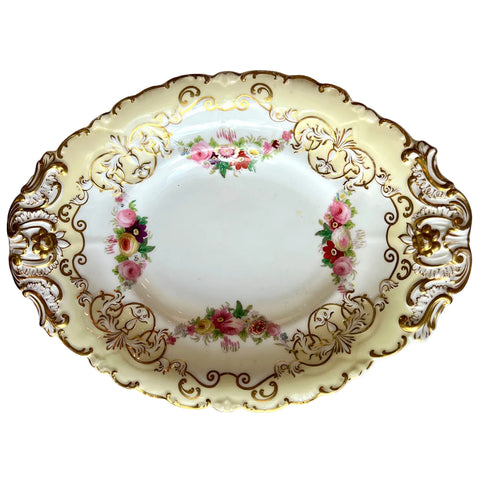 English Copeland & Garrett Gilt Porcelain 6620 Floral Serving Dish