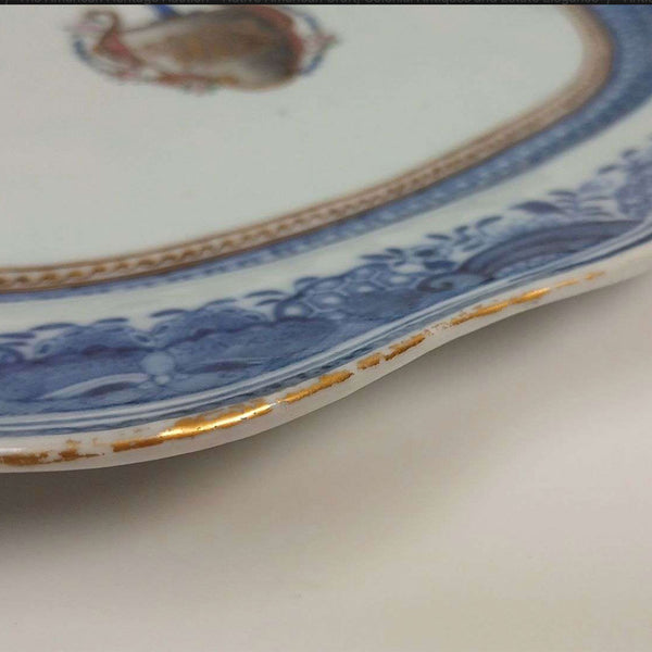 Chinese Export Porcelain Gilt Blue Fitzhugh Armorial Serving Platter