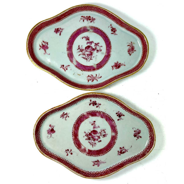 Pair of Chinese Export Qianlong Porcelain Famille Rose Trays