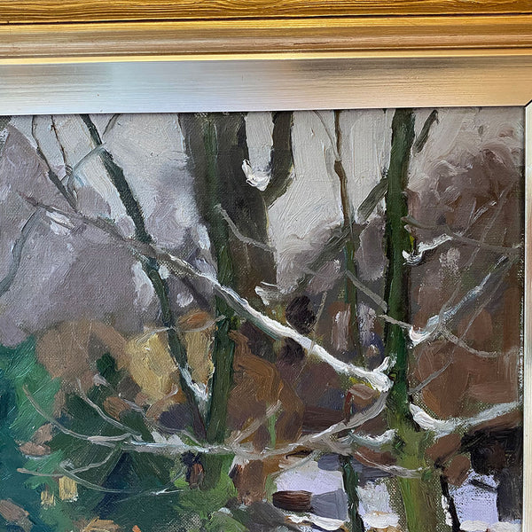 VICTOR QVISTORFF Oil on Canvas Painting, Forest Winter Landscape
