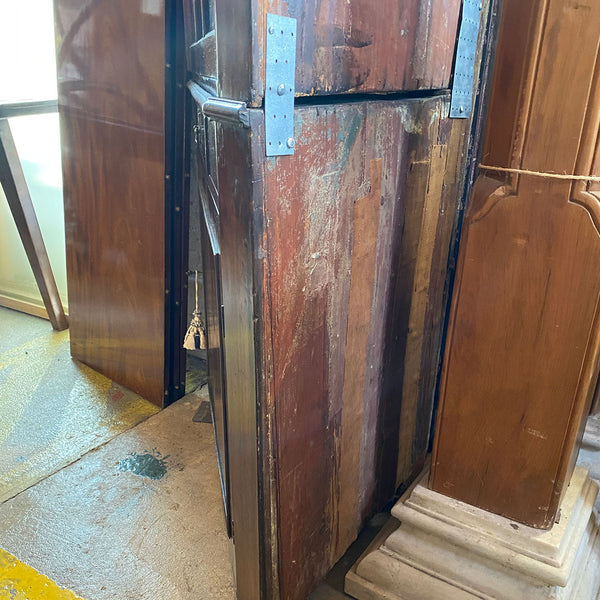 Small English Georgian Mahogany Glazed Door Two-Part Corner Cupboard