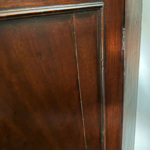 English Georgian Mahogany Glazed Door Two-Part Corner Cupboard