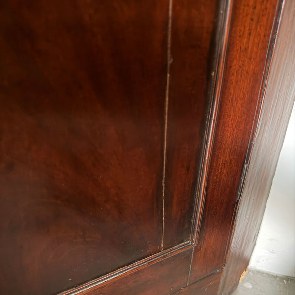 English Georgian Mahogany Glazed Door Two-Part Corner Cupboard