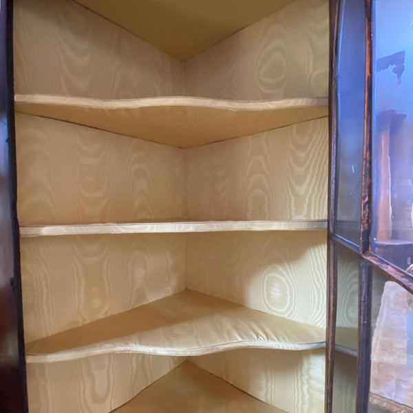 Small English Georgian Mahogany Glazed Door Two-Part Corner Cupboard