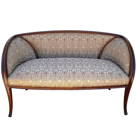 French CAMILLE GAUTHIER Art Nouveau Mahogany Upholstered Settee