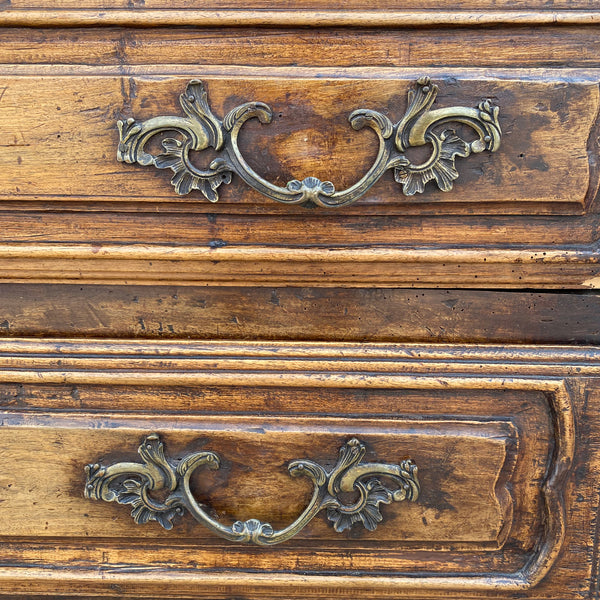 French Provincial Louis XV Walnut Three-Drawer Commode