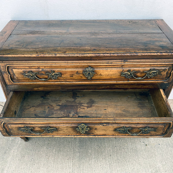 French Provincial Louis XV Walnut Three-Drawer Commode