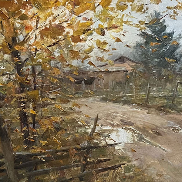 JOHN O. ENCINIAS Oil on Canvas Painting, Rainy Day