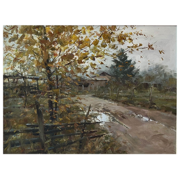 JOHN O. ENCINIAS Oil on Canvas Painting, Rainy Day