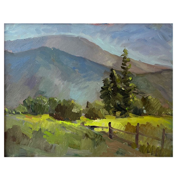 American School Oil on Canvas Painting, Mountain Rural Landscape