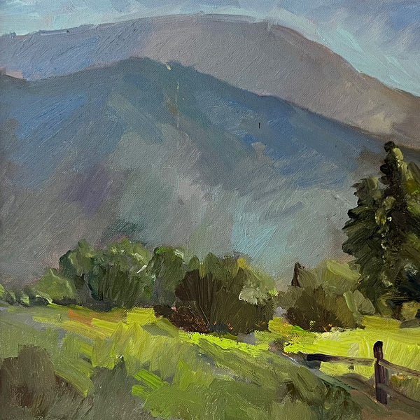 American School Oil on Canvas Painting, Mountain Rural Landscape