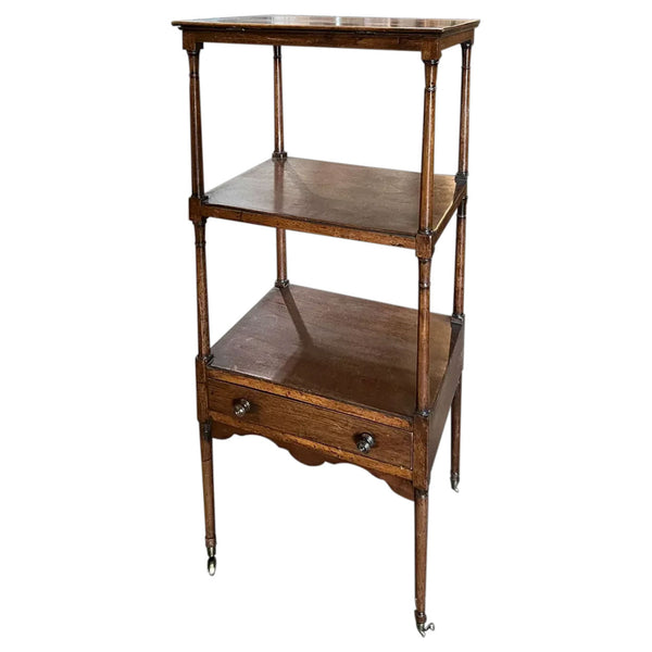 English Regency Mahogany Three-Tier Whatnot Shelf and Music Stand on Casters