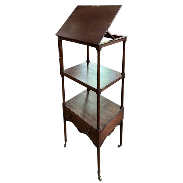 English Regency Mahogany Three-Tier Whatnot and Music Stand on Casters