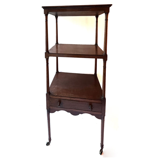 English Regency Mahogany Three-Tier Whatnot Shelf and Music Stand on Casters