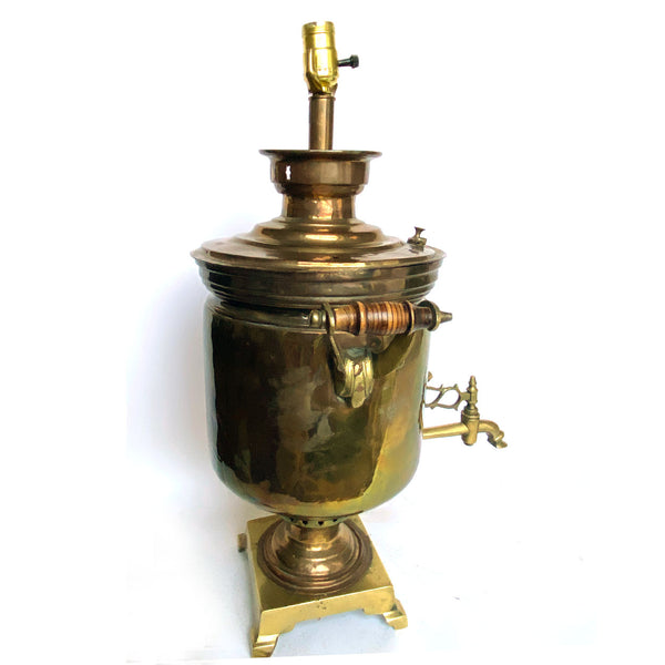 Russian Brass Samovar Urn One-Light Table Lamp