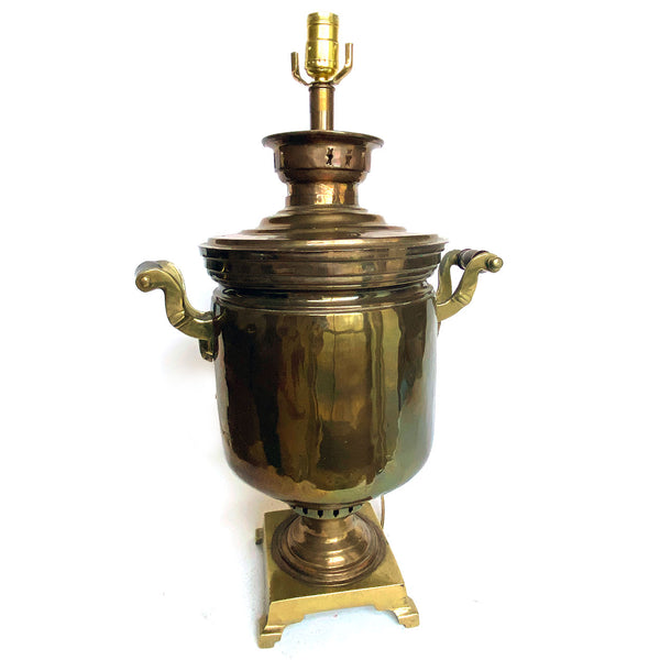 Russian Brass Samovar Urn One-Light Table Lamp