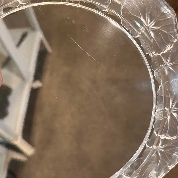 Set Ten Vintage French Lalique Crystal Honfleur (Geranium) Dessert Plates