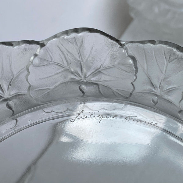 Vintage French Lalique Crystal Honfleur (Geranium) Dessert Plate [11 available]