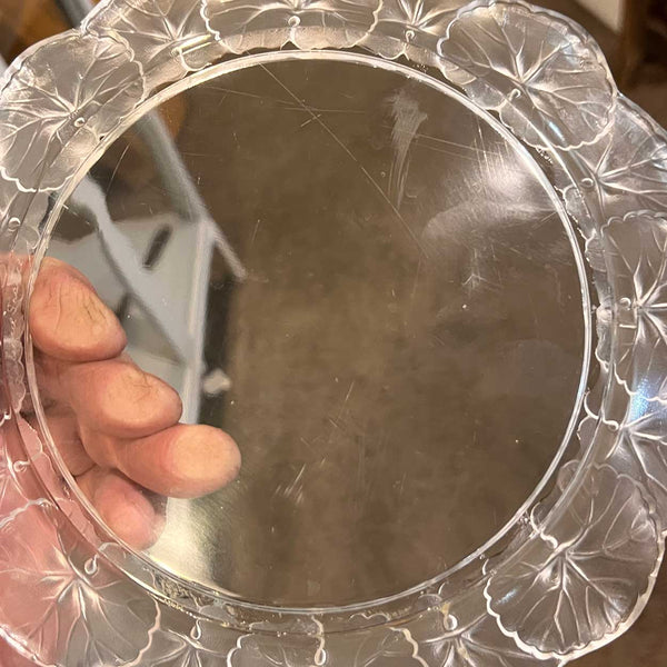 Set Ten Vintage French Lalique Crystal Honfleur (Geranium) Dessert Plates