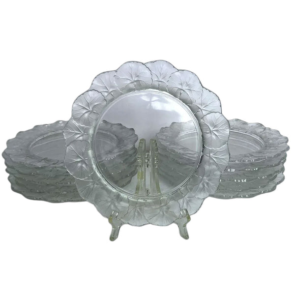 Vintage French Lalique Crystal Honfleur (Geranium) Dessert Plate [11 available]